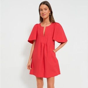 Tuckernuck Pomander Place Bold Red Finley Flutter Sleeve Dress Size Small